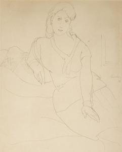 STRECKER Paul 1898-1950,Portrait de femme assise,1928,Pestel-Debord FR 2023-07-04