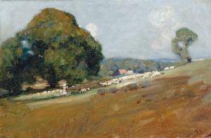 STREETON Arthur Ernest 1867-1943,A Summer Field,1905,Menzies Art Brands AU 2024-03-27