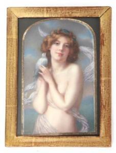 STRELLETT Ephraim,Miniature portrait of a lightly dressed woman hold,1904,Bruun Rasmussen 2019-06-24