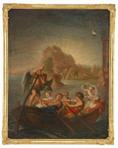 STRENG Johan Joachim 1707-1763,Mytologiskt motiv med färden till de dödas,Stockholms Auktionsverket 2006-11-29