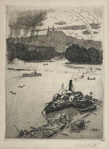 STRETTI Viktor 1878-1957,Prague vue de la Vltava,1920,Art Valorem FR 2024-01-26