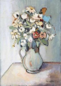 STRIGLIONI Jean,Still life study of a jug of spring flowers,1967,Denhams GB 2016-07-06
