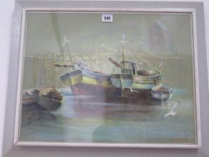 STRINGFELLOW Roy 1921-2008,fishing boats moored at harbour,20th Century,Willingham GB 2019-03-02