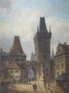 STROBEL Christian,Prag - Blick von der Karlsbrücke auf Brückentürme,1886,Palais Dorotheum 2018-11-20