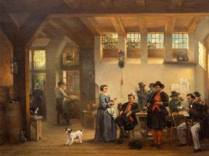 STROEBEL Johannes Anthonie Baltazar 1821-1905,A merry company in a tavern,1863,Venduehuis 2023-11-15