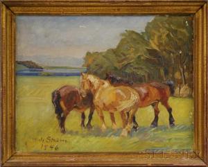 STROM Nils 1903-1971,Horses in a Summer Field,1946,Skinner US 2011-11-16