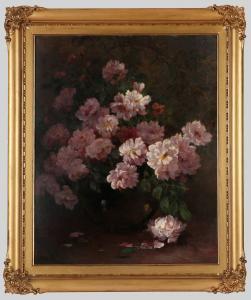 STROMEYER Helene Marie 1834-1924,Vase voller Rosen von einem Sonnenstrahl erfasst,Arnold 2023-11-18