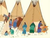 STROUD VIRGINIA ALICE 1951,Untitled (Women at Work by Tipis),1983,Santa Fe Art Auction US 2022-08-13