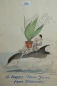 Strube Sidney 1891-1956,the artist riding a dolphin,1953,Lawrences of Bletchingley GB 2018-09-04