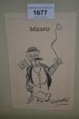 Strube Sydney Conrad 1890-1956,pencil drawing on a menu cover,Lawrences of Bletchingley 2020-03-17