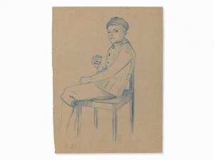 Struetzel Otto 1855-1930,Sitting Boy With Binoculars,1900,Auctionata DE 2017-03-08