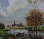 Strybol Alfons 1927-2005,riverscape wich church and village in the distance,Criterion GB 2021-09-08