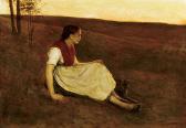 STRYS Alexander 1852-1941,Shepherdress with Dog at Dusk,1880,Jackson's US 2008-07-15