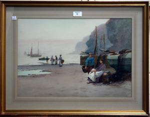 STUARD Harold,Beach Scenes with Figures unloading the Day's Catch,Tooveys Auction GB 2009-03-25