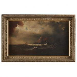 STUART Alexander Charles 1831-1898,Harbor View with Ship,Freeman US 2019-11-12