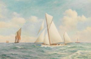 STUART Ernest 1889-1915,Racing yachts off the Nab lightship,Bonhams GB 2023-10-18
