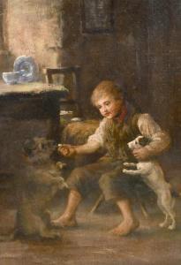 STUART Robert Easton,A young boy in a cottage interior feeding dogs,John Nicholson 2021-04-21