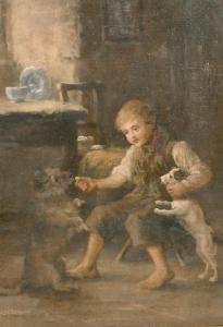 STUART Robert Easton,A young boy in a cottage interior feeding dogs,John Nicholson 2021-06-23