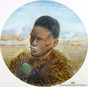 STUART Sam 1855-1920,Maori Chief in Geyserland,1908,International Art Centre NZ 2012-07-26