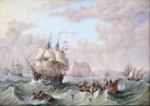 STUART William 1848-1867,Shipping off Gibraltar,19th century,Mellors & Kirk GB 2022-04-12