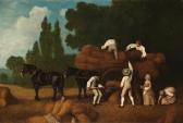 STUBBS George 1724-1806,Men loading sheaves of corn onto a cart, with two ,1785,Bonhams 2018-07-04