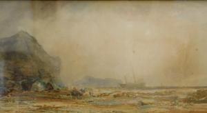 STUBBS Ralph R 1820-1880,Seascape, boat on rough waters before cliffs,Golding Young & Co. 2022-08-24
