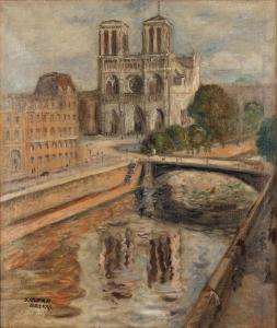STUDNICKI Juliusz 1906-1978,Widok na katedrę Notre Dame w Paryżu,1938,Sopocki Dom Aukcjny 2024-02-21