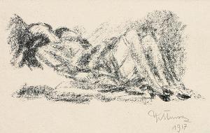 STURSA Jan 1880-1925,Reclining female nude,1917,Meissner Neumann CZ 2009-05-30