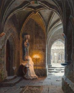 STURTZKOPF Karl 1825-1910,Betende Nonne in einem Kreuzgang vor Madonna,1885,Zeller DE 2014-09-18