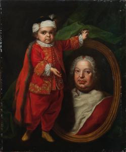 SUBLEYRAS Pierre Hubert,Portrait of a dwarf holding a portrait of Cardinal,Bonhams 2017-12-06