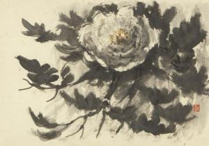 SUDA Kunitaro 1891-1961,White peony,1949,Mainichi Auction JP 2023-09-07