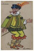 SUDEIKIN Sergei Yurevich 1882-1946,Three Commedia dell'arte costume designs: Jester,1916,Christie's 2018-06-04
