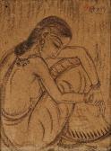 SUDHIR RANJAN Khastgir 1907-1974,A Woman Lost in Thought,Shapiro Auctions US 2015-05-16