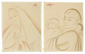 SUDHIR RANJAN Khastgir 1907-1974,The Devotee; Mother,1941,Sotheby's GB 2021-03-16