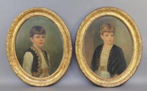 SUE F 1800-1800,Portrait de deux frères vêtus de costumes traditio,Auxerre Enchères FR 2019-06-09