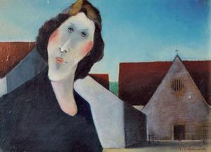 SUGAWARA Tamaki 1900-1900,Femme devant l'église,Aguttes FR 2012-05-31