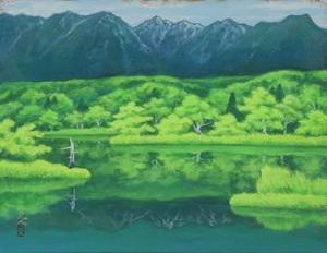 SUGIHARA Genjin 1912-2009,green lake,Mainichi Auction JP 2022-08-19