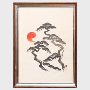 SUGIMOTO yuzuru henry 1904-1990,Pine Trees and Sun,Stair Galleries US 2021-05-13