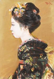 SUGIURA TAKASHI 1929,Porträt einer Japanerin im Kimono,Dobiaschofsky CH 2010-11-10