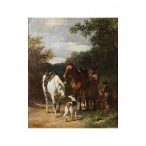 SUHRLANDT Carl,Cavaliers caucasiens avec un chien de chasse,Cornette de Saint Cyr 2024-02-21