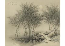 SUISHO Nishiyama 1879-1958,Bamboo woods and moonlight,Mainichi Auction JP 2021-03-26
