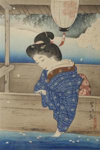 SUIZAN Miki 1887-1957,a beauty on a boat, gazing with a melancholic expr,Woolley & Wallis 2018-11-14