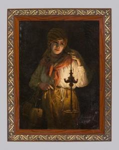 SUKHOROVSKY Martsely Gavrilovich 1840-1908,Mädchen mit Öllampe und Weinflaschen,Bergmann 2008-06-28