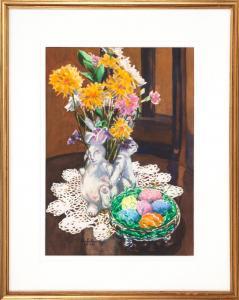 SULLIVAN ANN,Easter eggs and flowers in a bunny-shaped vase,1986,Eldred's US 2015-09-26
