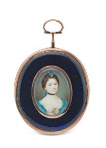 SULLIVAN Luke 1705-1771,Portrait miniature of a young lady in a turquoise ,1767,Nagel DE 2022-11-16
