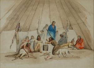 SULLY Alfred, General 1820-1879,(i) DAKOTA INDIANS and HUNTING DOGS AT REST: A D,1850,William Doyle 2006-05-23