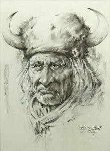 SULTAN Charles 1913-1984,Native Elder w/ Buffalo Hat,Altermann Gallery US 2010-03-27