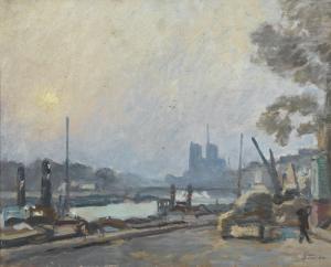 SUMIDA Jean 1900-1900,Abendliches Seineufer mit Blick auf Notre-Dame,Dobiaschofsky CH 2010-11-10