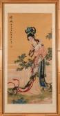 SUN JU SHENG 1913,Zang'g Moon Goddess holding a rabbit,Butterscotch Auction Gallery US 2017-07-16