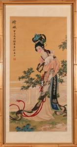 SUN JU SHENG 1913,Zang'g Moon Goddess holding a rabbit,Butterscotch Auction Gallery US 2017-07-16